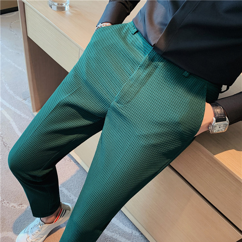 Men Formal Wear Set - 2024 Autumn New Waffle Stretch Waist