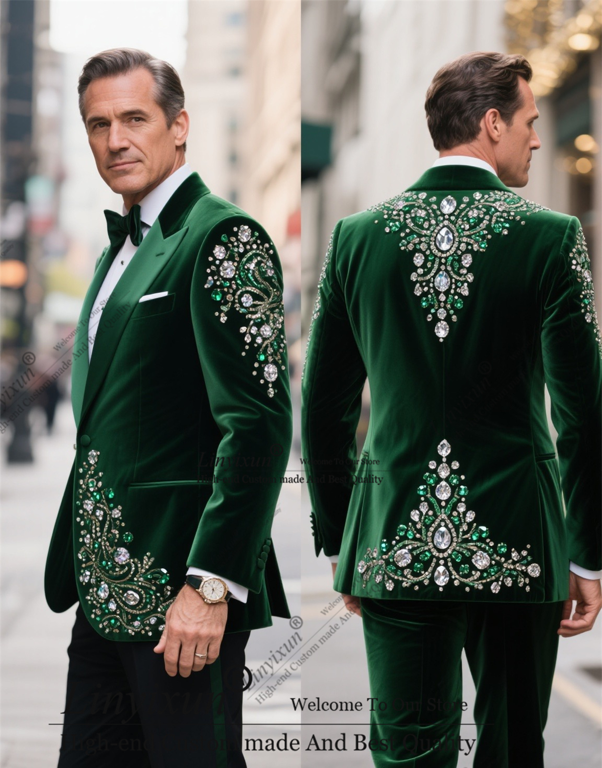 High End Men'S Formal Wear - High-end Luxury Diamond Men Suit Beaded