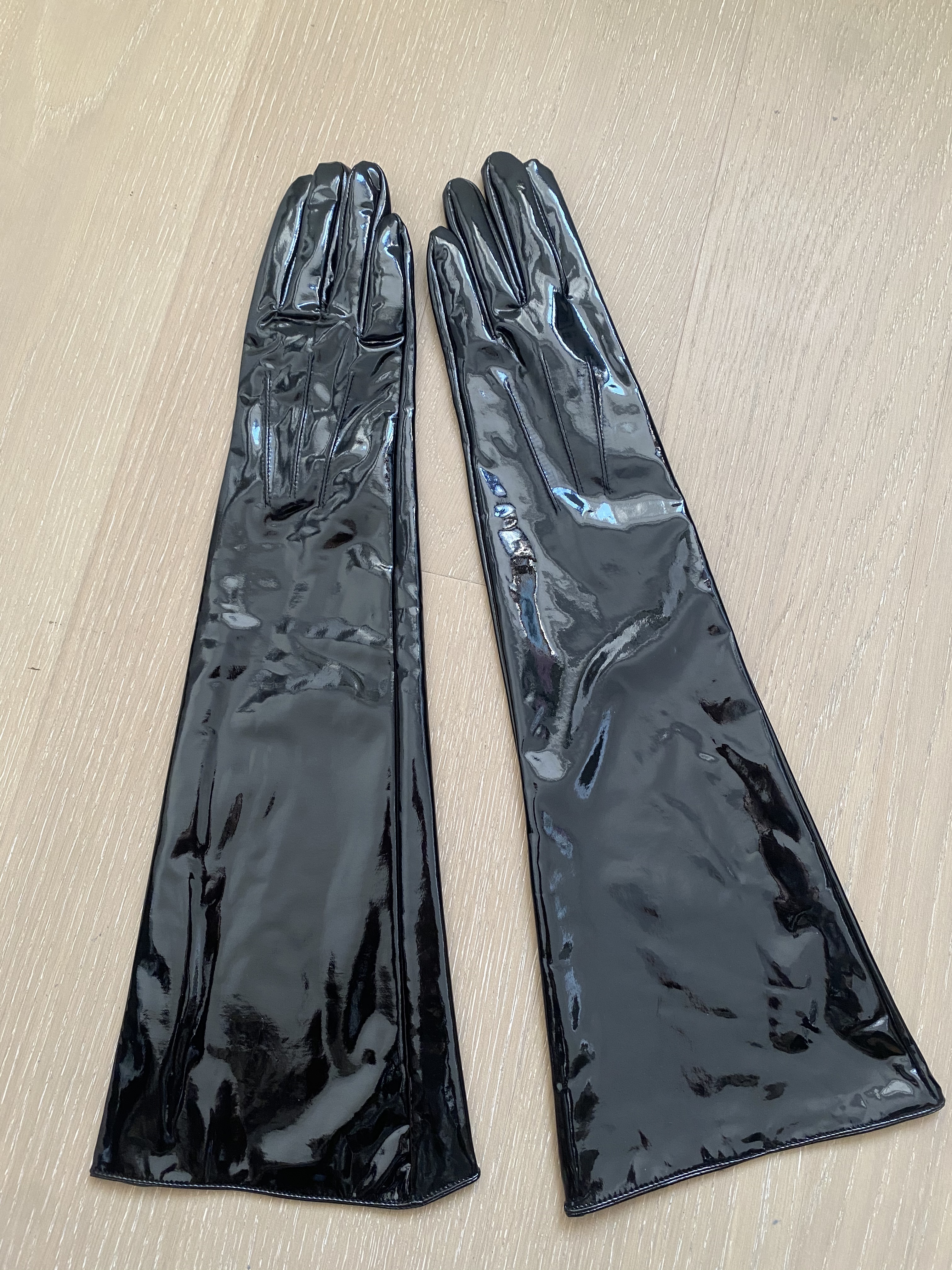 Formal Glove Leather - Women's Fashion Patent Black PU Leather