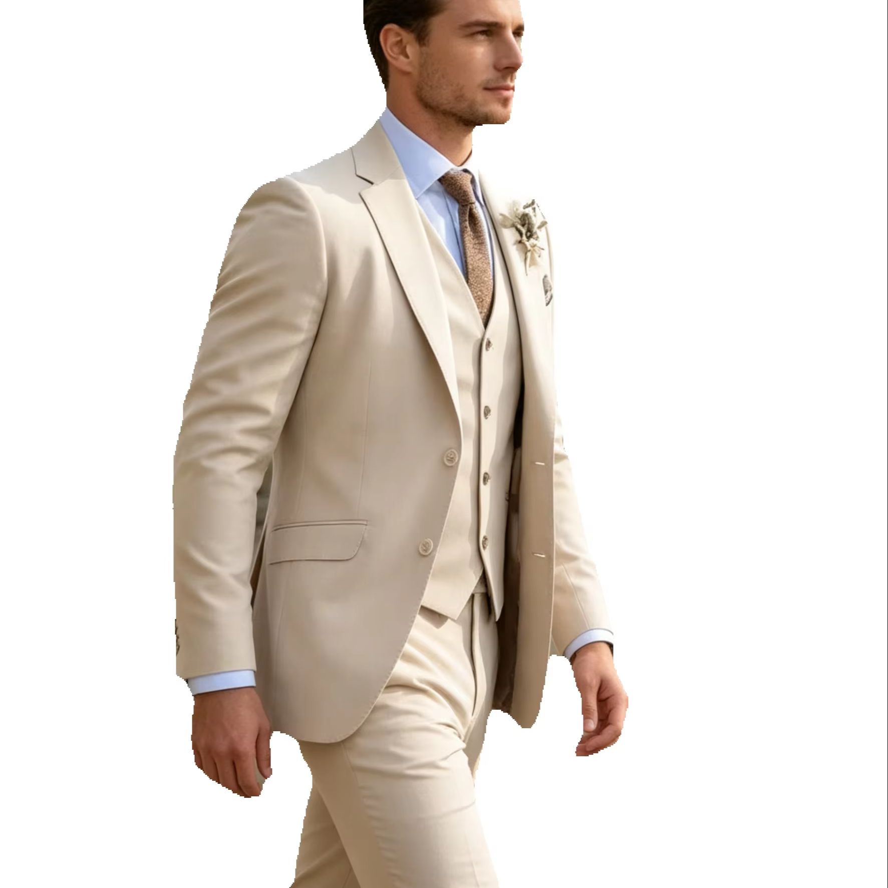 Khaki Mens Suits Casual 3 Piec - đánh giá và giá Khaki Formal Wear Men