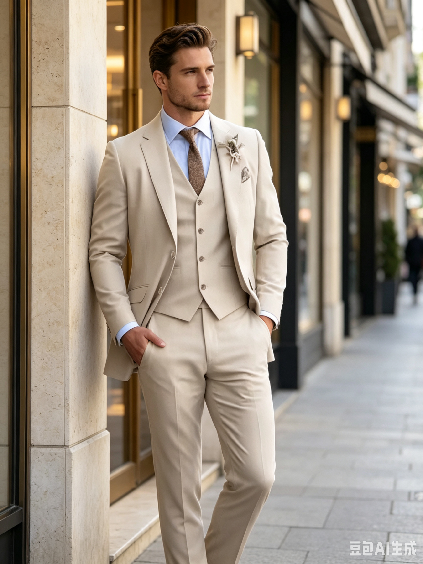 Khaki Mens Suits Casual 3 Piec - đánh giá và giá Khaki Formal Wear Men