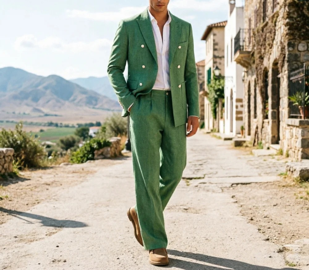 Sage Green Linen Men Suits Rel - đánh giá và giá Men'S Relaxed Formal Wear