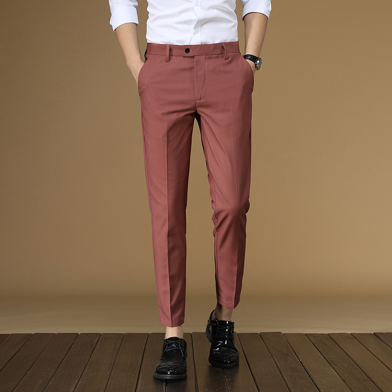Summer Suit Pants Men Red Blac - đánh giá và giá Khaki Formal Wear Men