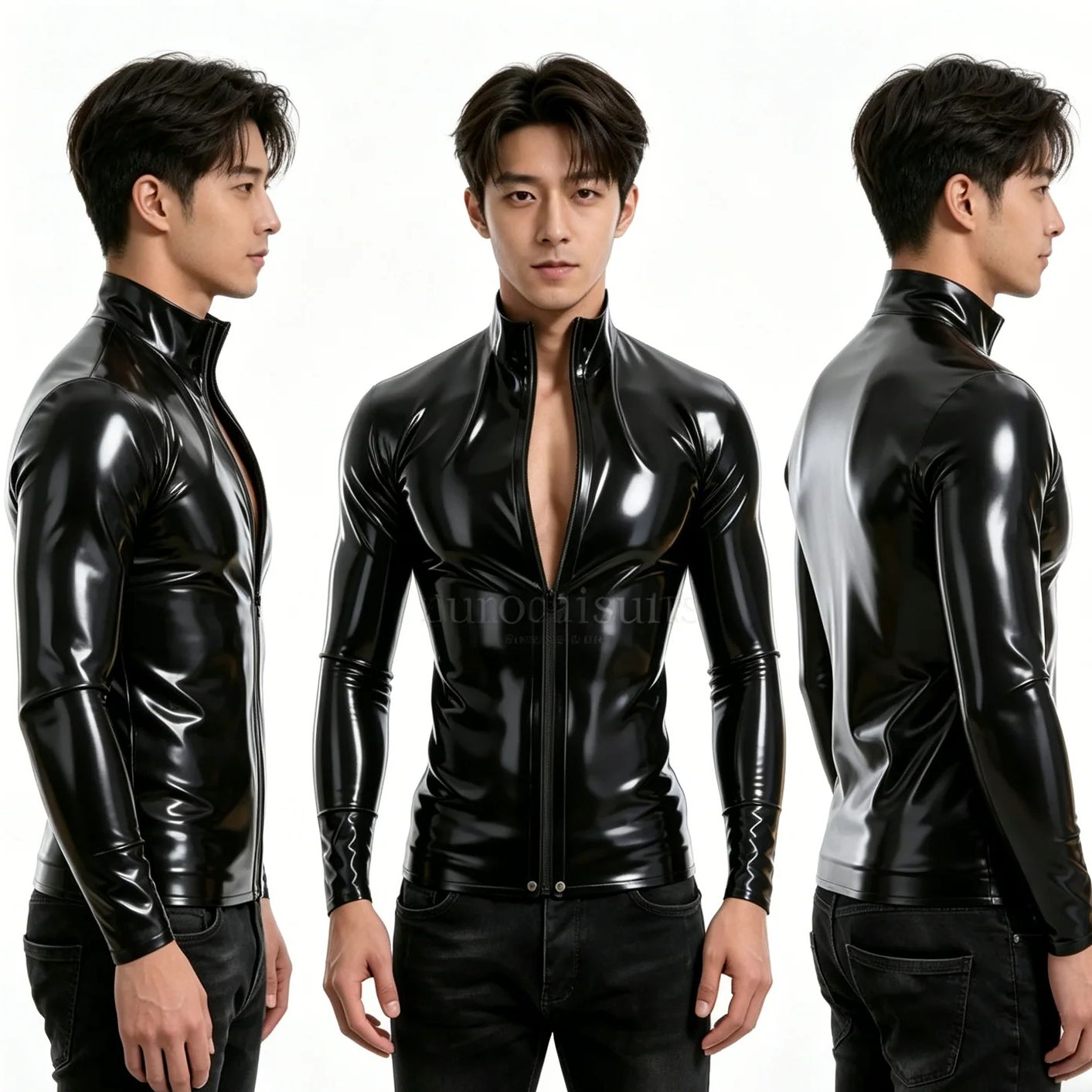 Men's Black Long Sleeve Latex  - đánh giá và giá Men Formal Wear Coat