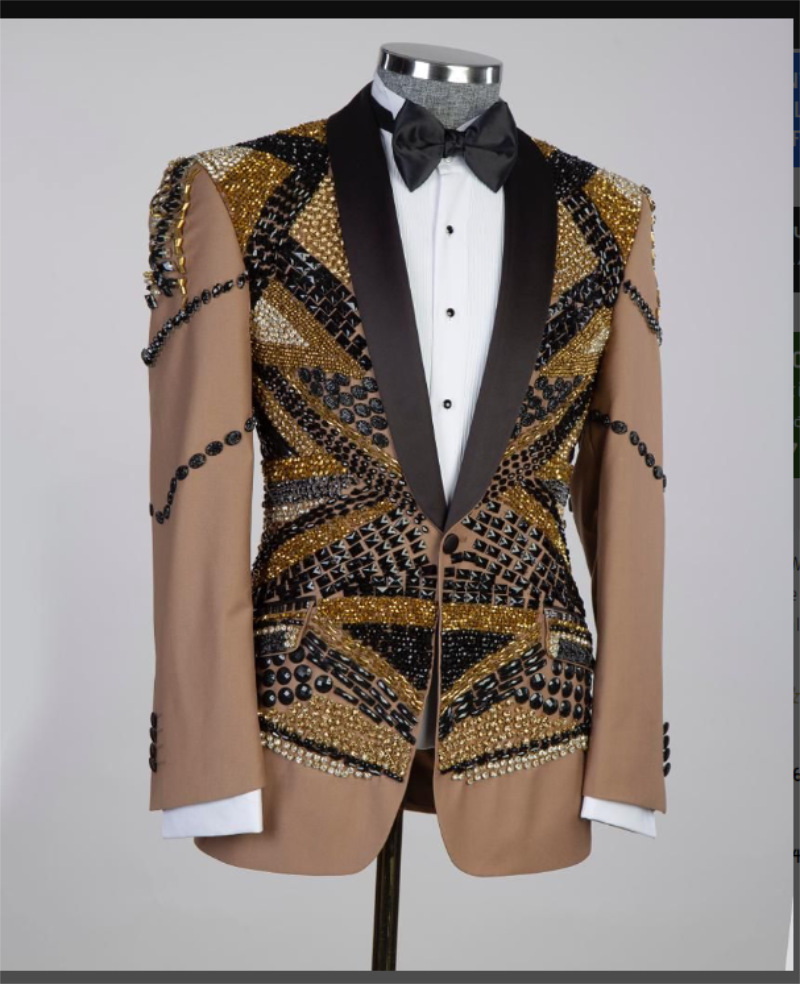 Crystals Khaki Men Suit Set 2  - đánh giá và giá Khaki Formal Wear Men