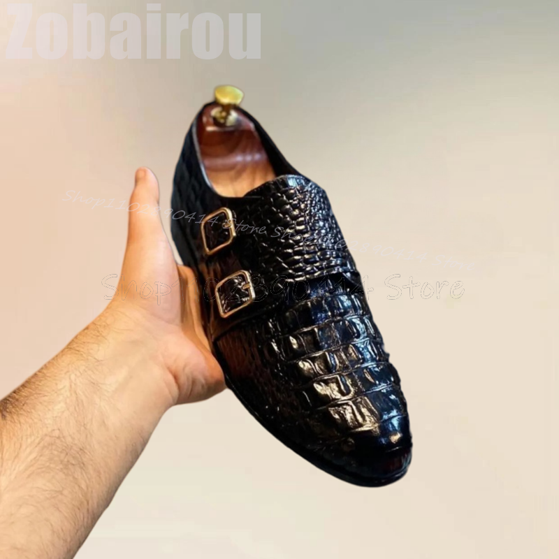 Black Crocodile Print Buckle D - đánh giá và giá Men Formal Wear Shoes