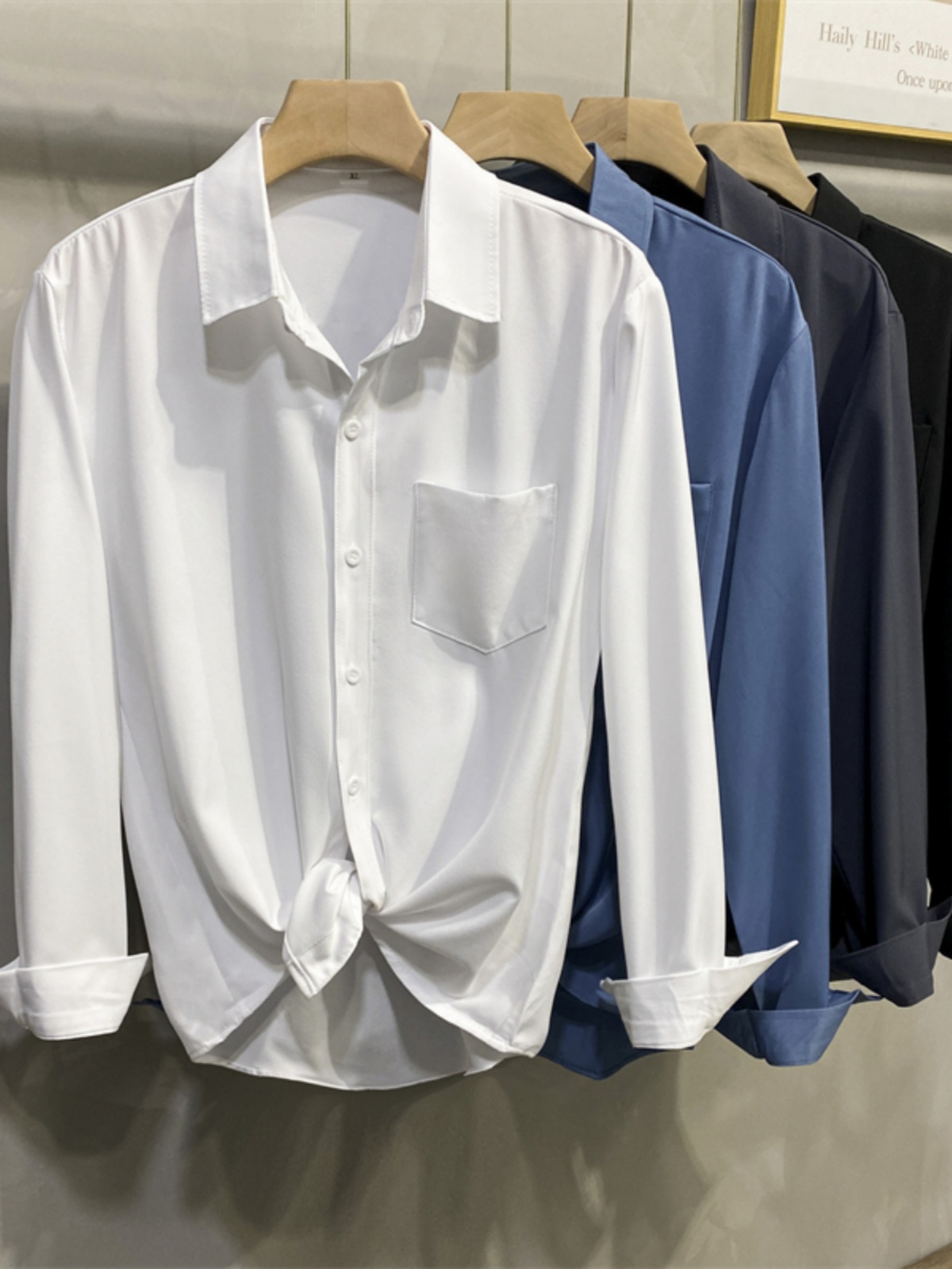 White Long Sleeve Shirt Jacket - đánh giá và giá High End Men'S Formal Wear